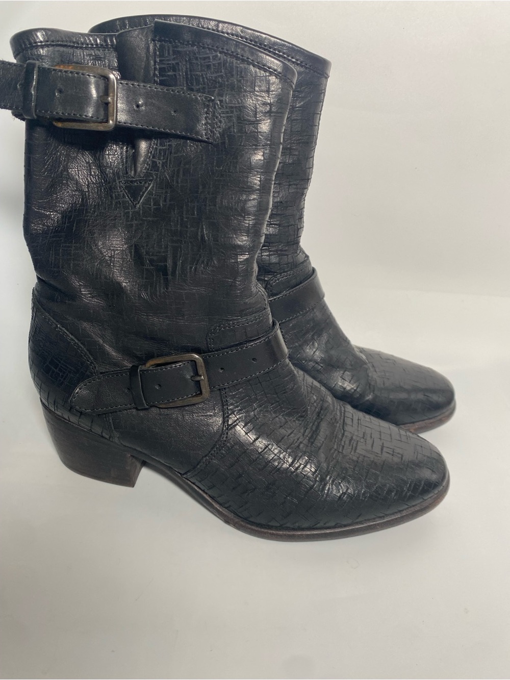 Ugg Collection Conchetta Black crosscut leather biker boots